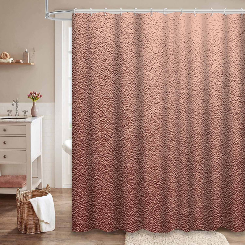 Rideau de douche rose à motif abstrait quartz rose brillant avec 12 crochets, L 72 po x l 78 po