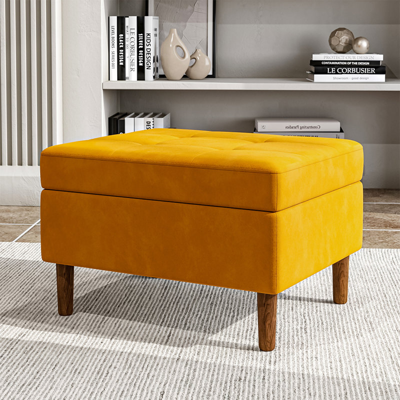 69.2cm Wide Rectangle No Pattern Footstool Ottoman with Storage