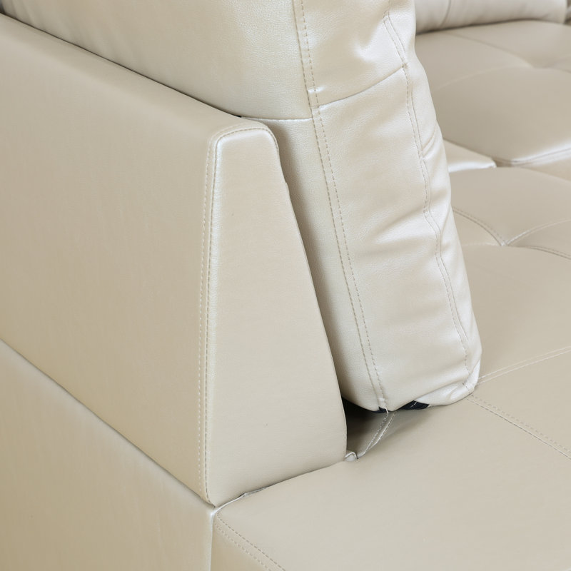 Canapé avec méridienne de 103,5 po de large avec repose-pieds Brevard, Orienté à gauche (vu de face), Crème brillante