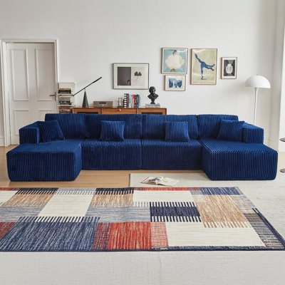 Canapé compressé en U de style américain à 4 places Flannelette