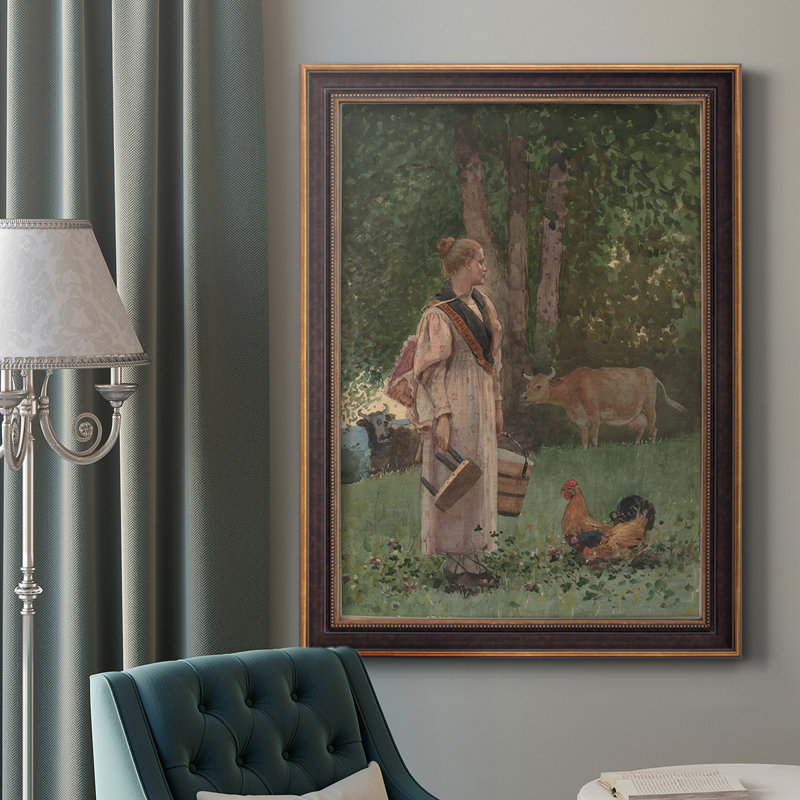 The Milk Maid - peinture encadrée, H 20 po x l 16 po x P 2,5 po