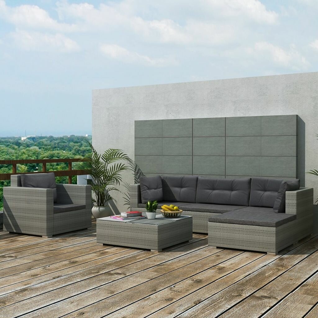 5-Sitzer Lounge-Set Almandine aus Rattan