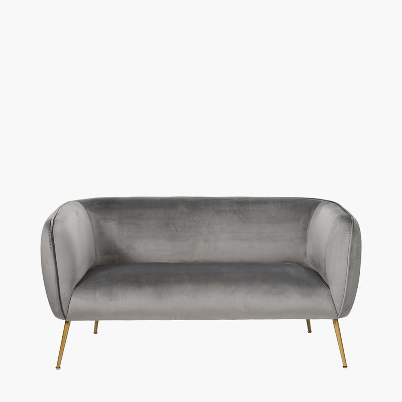 Lucca 2 Seater Velvet Sofa, Grey