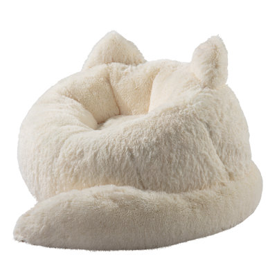 Fauteuil à billes en forme de chat de style fantaisiste moderne, canapé paresseux en fausse fourrure de lapin avec coussin amovible pour adultes et enfants