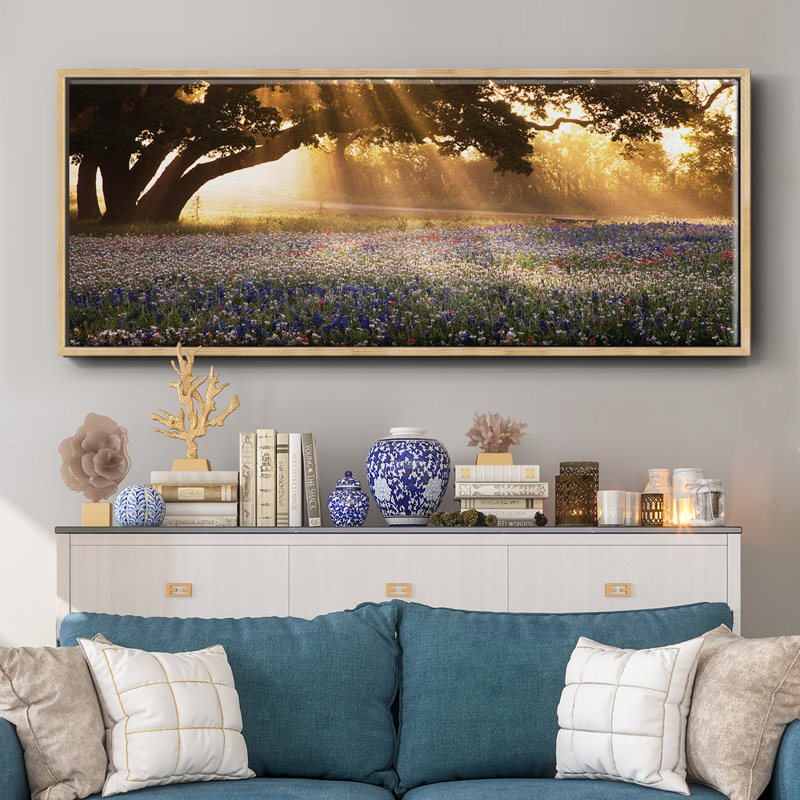 Morning Meadow - reproduction à cadre flottant, H 24 po x l 60 po x P 1,5 po, Naturel