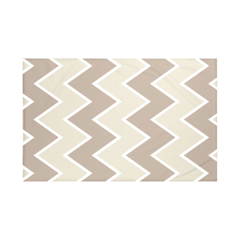 Jeté à imprimé chevrons à l'intérieur, L 60 po x l 50 po, Lin (taupe)