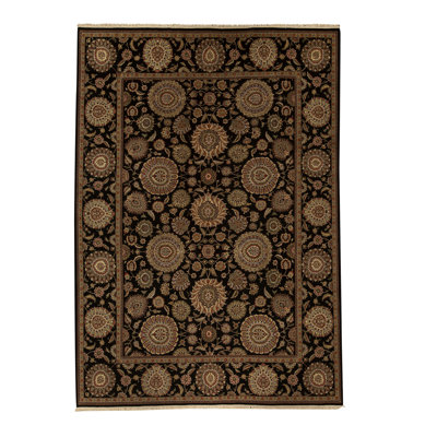 Manchuria Hand-Knotted Wool Oriental Area Rug In Black/Olive/Brown