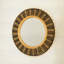 Miroir mural rond 23 po en bambou avec cordes en chanvre jaune clair et noir