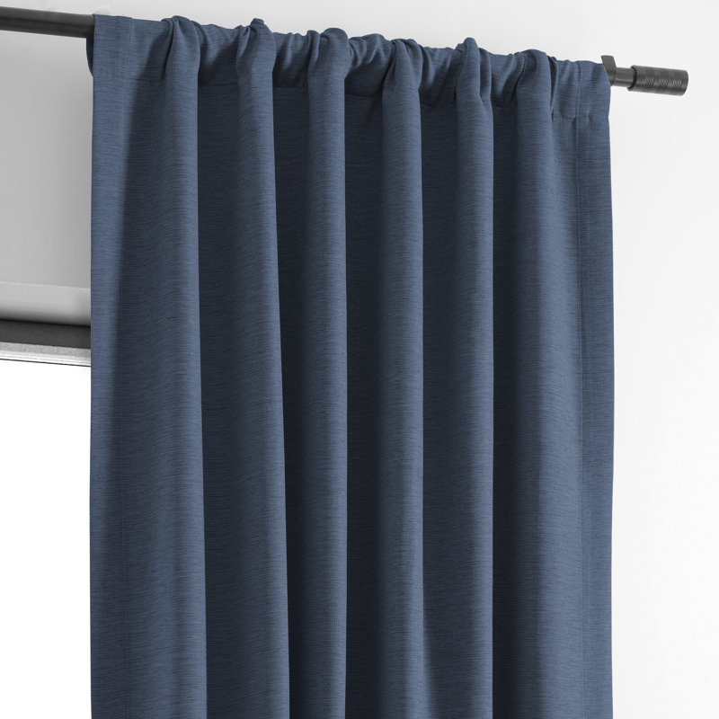 Rideaux obscurcissants en lin synthétique pour chambre et salon Bellino (1 panneau), Bleu sauvage, L 50 po x L 96 po