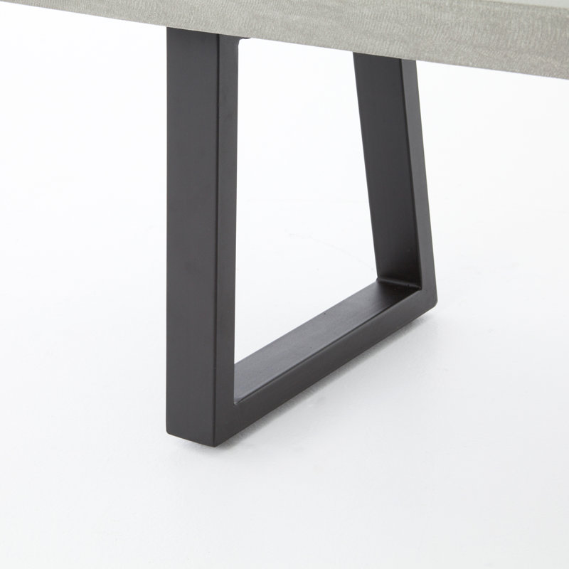 Gray Lava Stone Top Indoor/Outdoor Dining Bench with Iron Legs