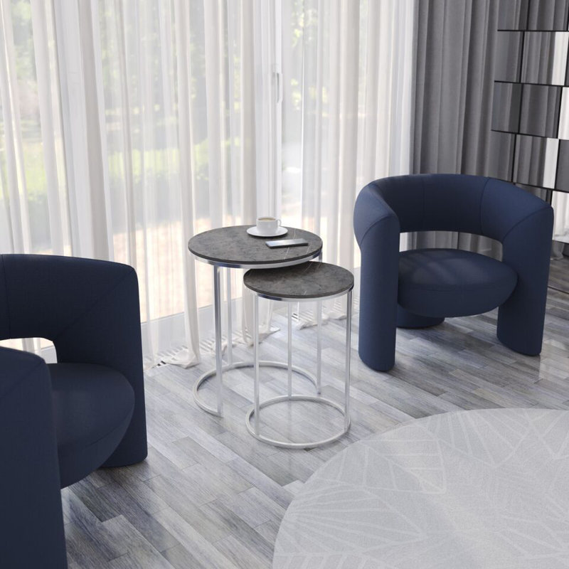 Shalyssa Solid Wood Coffee Table, Chrome, Black