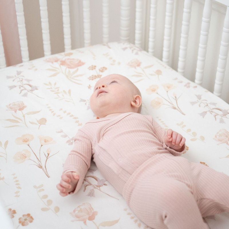 Violet Floral 100% Cotton Sateen Fitted Crib Sheet
