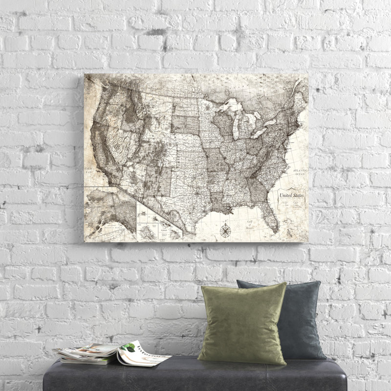 «Old USA Map», impression sur toile tendue