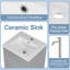 Meuble-lavabo gris 18 "avec lavabo - Armoire pour la stabilité et la durabilité Lavabo en céramique à tablette ajustable avec rangement réglable-459737658