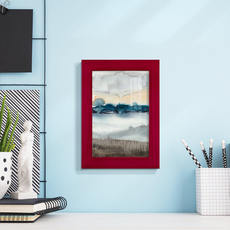 Coucher de soleil sur le lac I, Rouge, H 6 po x l 4 po x P 1 po