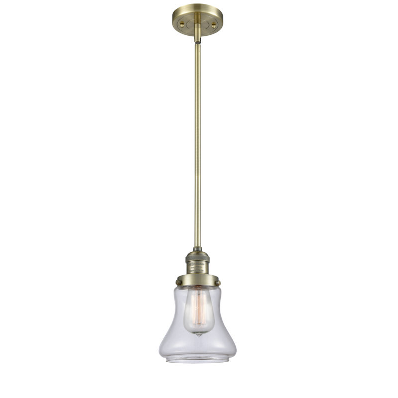 Edda 1 - Light Single Pendant, Clear, Antique Brass, 6 Watt Vinage LED Bulb