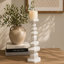Porte-bougie de table, formes géométriques empilées, résine blanche 18 po