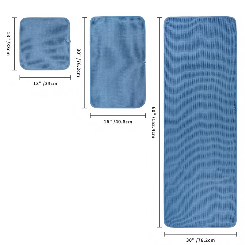 Microfiber Quick Dry Lint Free Oversize Bath Towel Set, 6 Piece (Blue), Blue