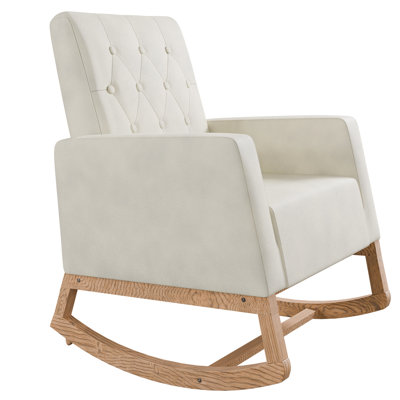 Chaise berçante rectangulaire de couleur beige et crème