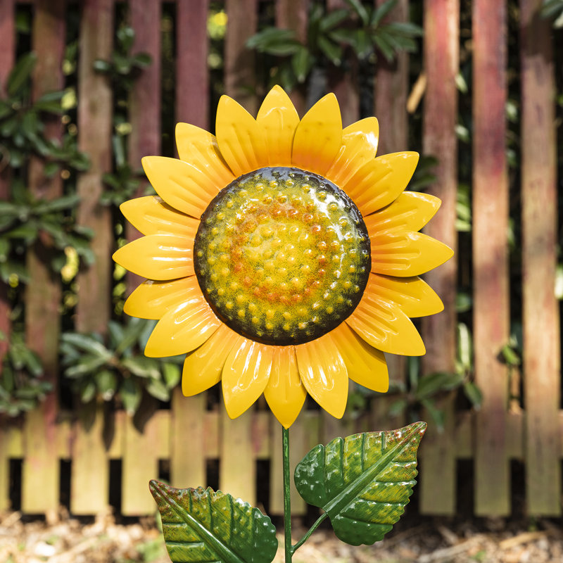 Piquet de jardin en métal tournesol