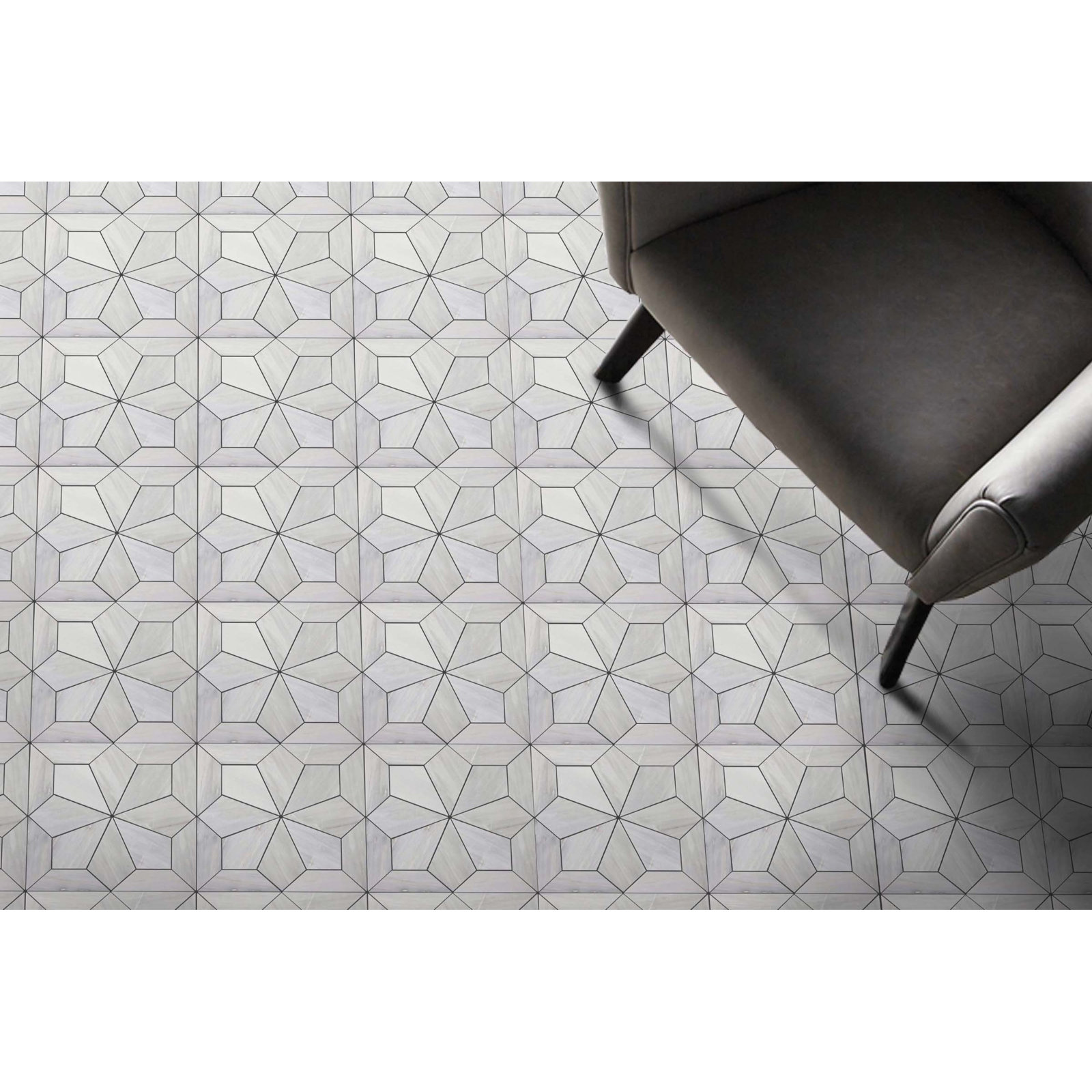 Blomma Marble Mosaic Tile, Grigio