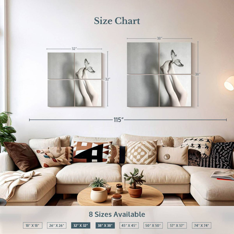 Beauté papillon, H 38 po x l 38 po