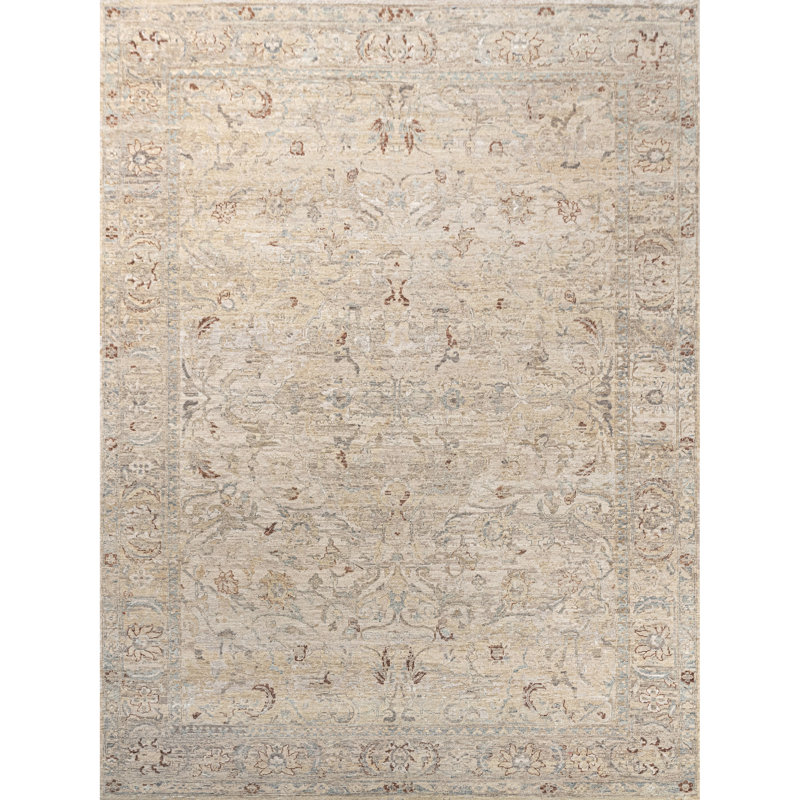 Oriental Area Rug in Beige/Red/Gray, Rectangle 9' x 12'