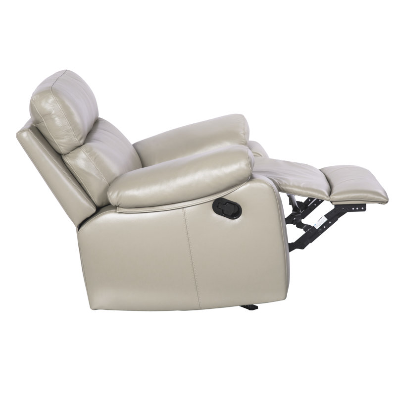 Ensemble de salon inclinable en cuir véritable 3 pièces Mose, Cuir véritable beige