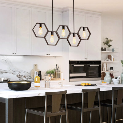 Luminaire suspendu pour îlot de cuisine 5 lumières