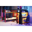 Lit superposé simple en L avec lit mezzanine simple, bureau intégré, tablettes et lumières DEL, noir et rouge
