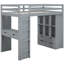 Lit mezzanine simple gris avec tablettes, bureau et lampe à DEL-274461041-274461070