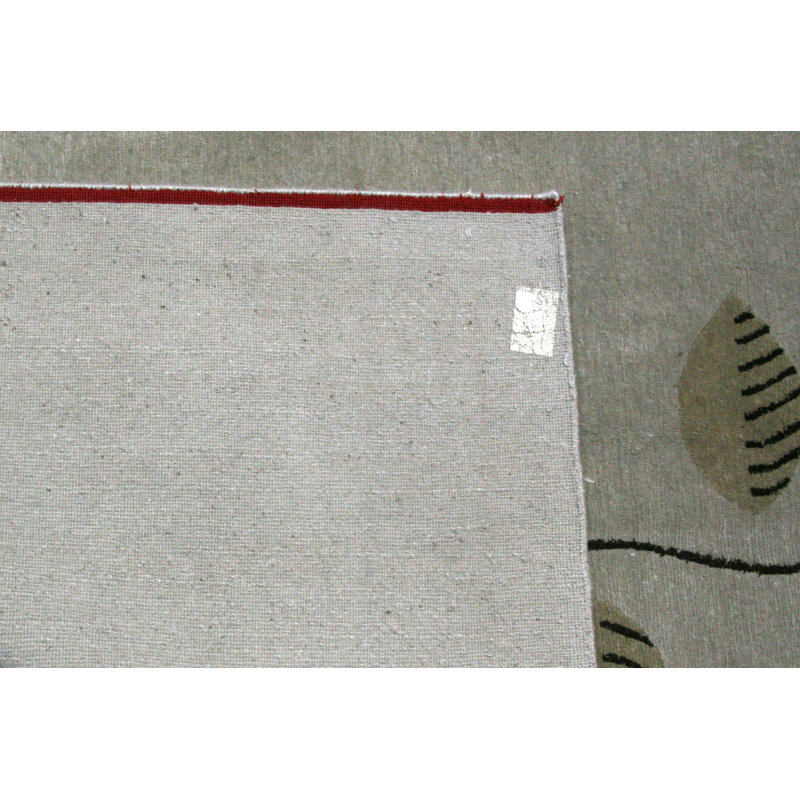 Tapis unique en laine noué à la main gris / vert 8 pi x 10 pi