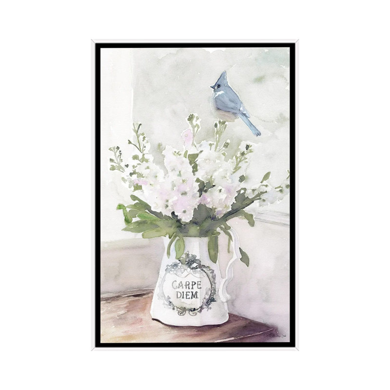 Parisian Pot III by Stellar Design Studio - Painting on Canvas, 66.04 cm H x 45.72 cm W, White Floater Frame