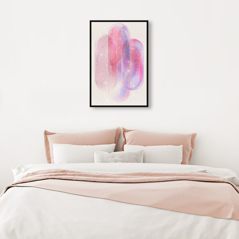 Pink Topaz Gradient Canvas Abstract Print by Oliver Gal, Black Frame, 10 x 15, 31"H x 21"W, Black Floater Frame
