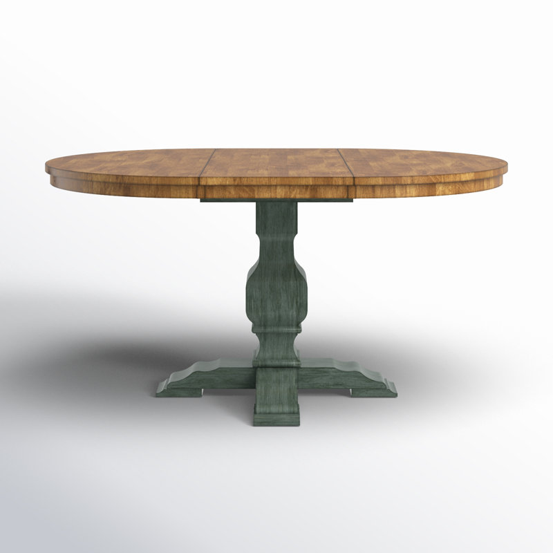 Fortville Extendable Oval Solid Wood Dining Table, Antique Sage