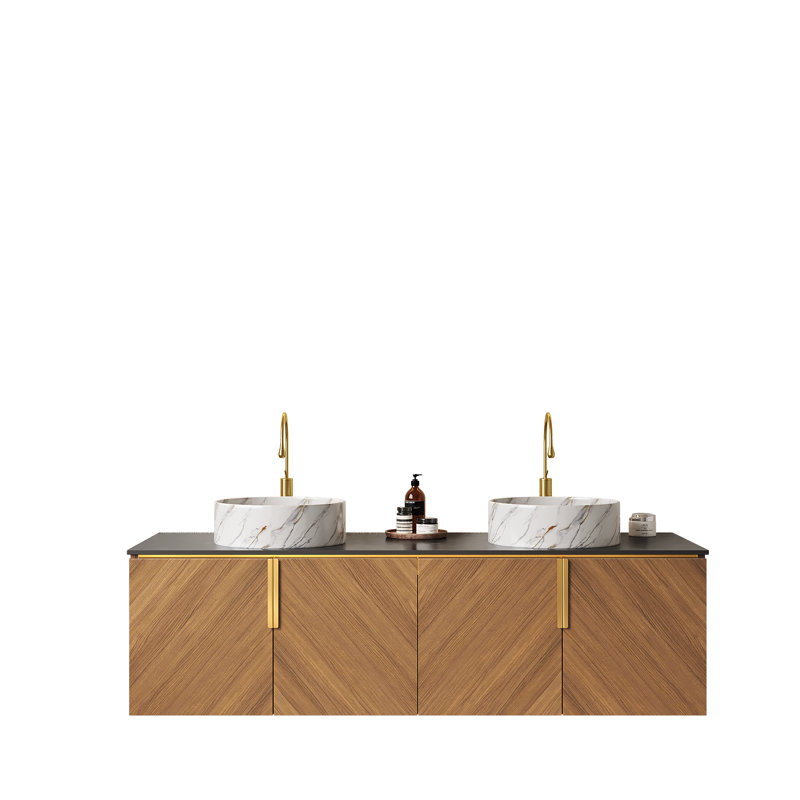 Ensemble de meuble-lavabo mural Deitz avec deux lavabos en céramique