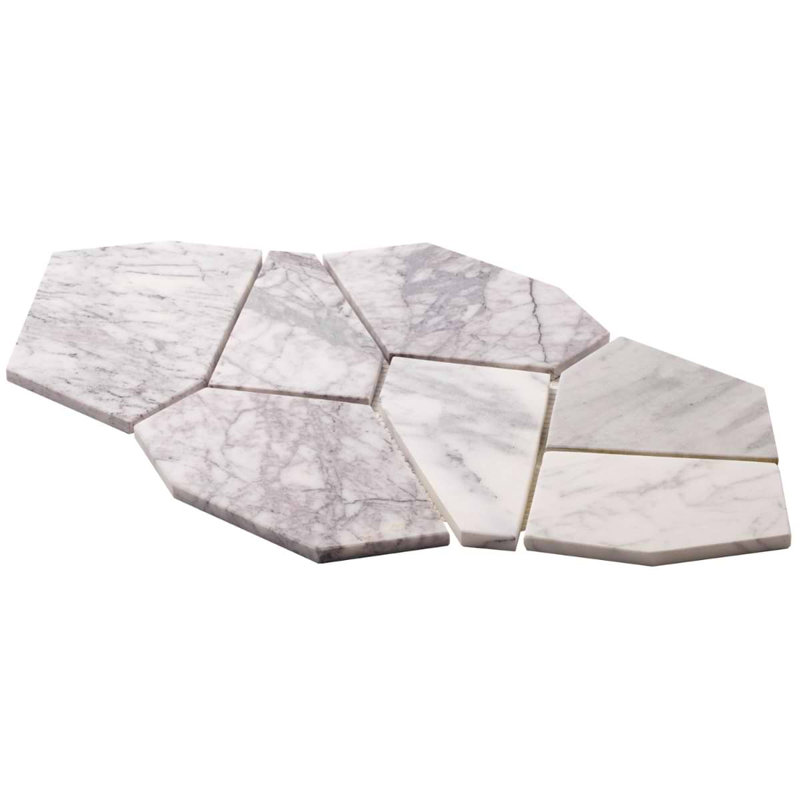 Nature Organica 12x20 Honed Marble Mosaic Tile, Lilac Tumbled
