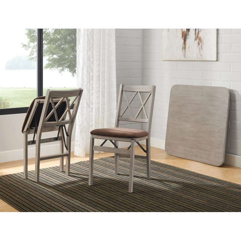 Stakmore Double "X" Back Folding Chair, Driftwood Frame, Bravado Aztec Fabric