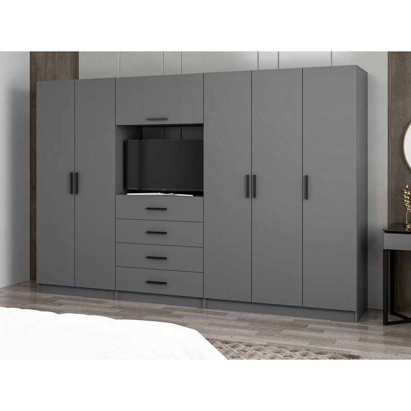 Elina Manufactured Wood Wardrobe, 210cm H x 225cm W x 52cm D