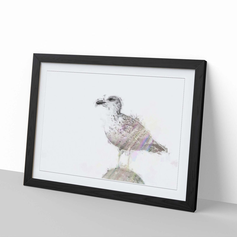 Seagull Bird in the Rainbow in Abstract - Picture Frame Graphic Art Print, Black, 60cm H x 91cm W x 2cm D