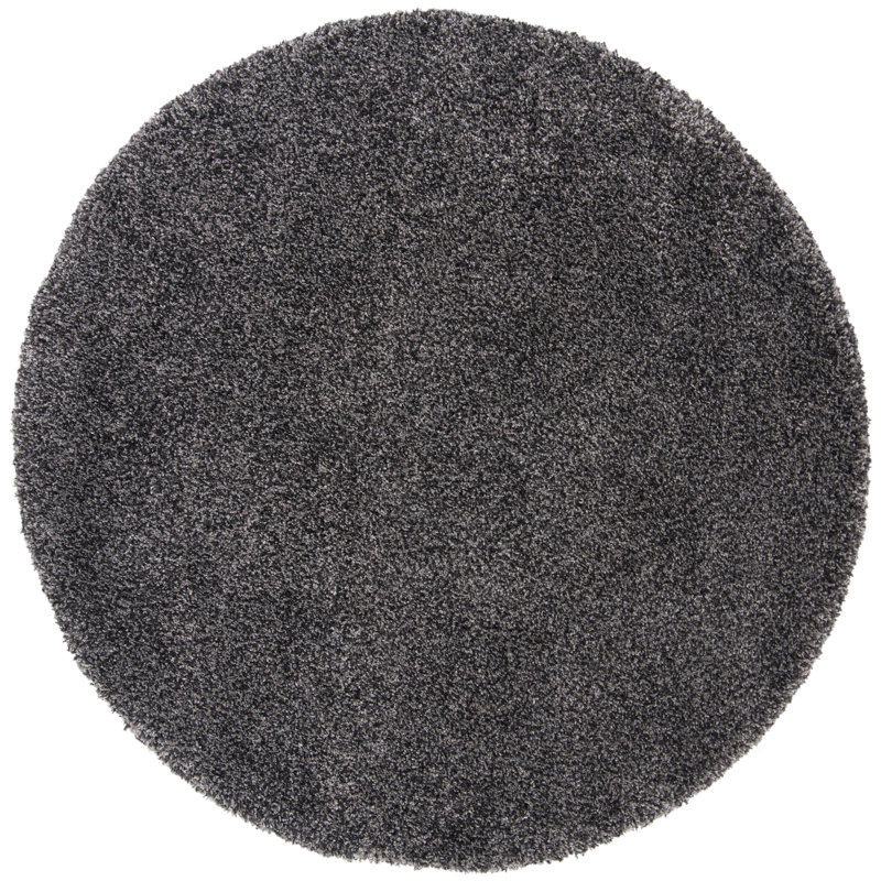 Mirabal Royal Shag Performance Solid Color Rug, Round 6'7"