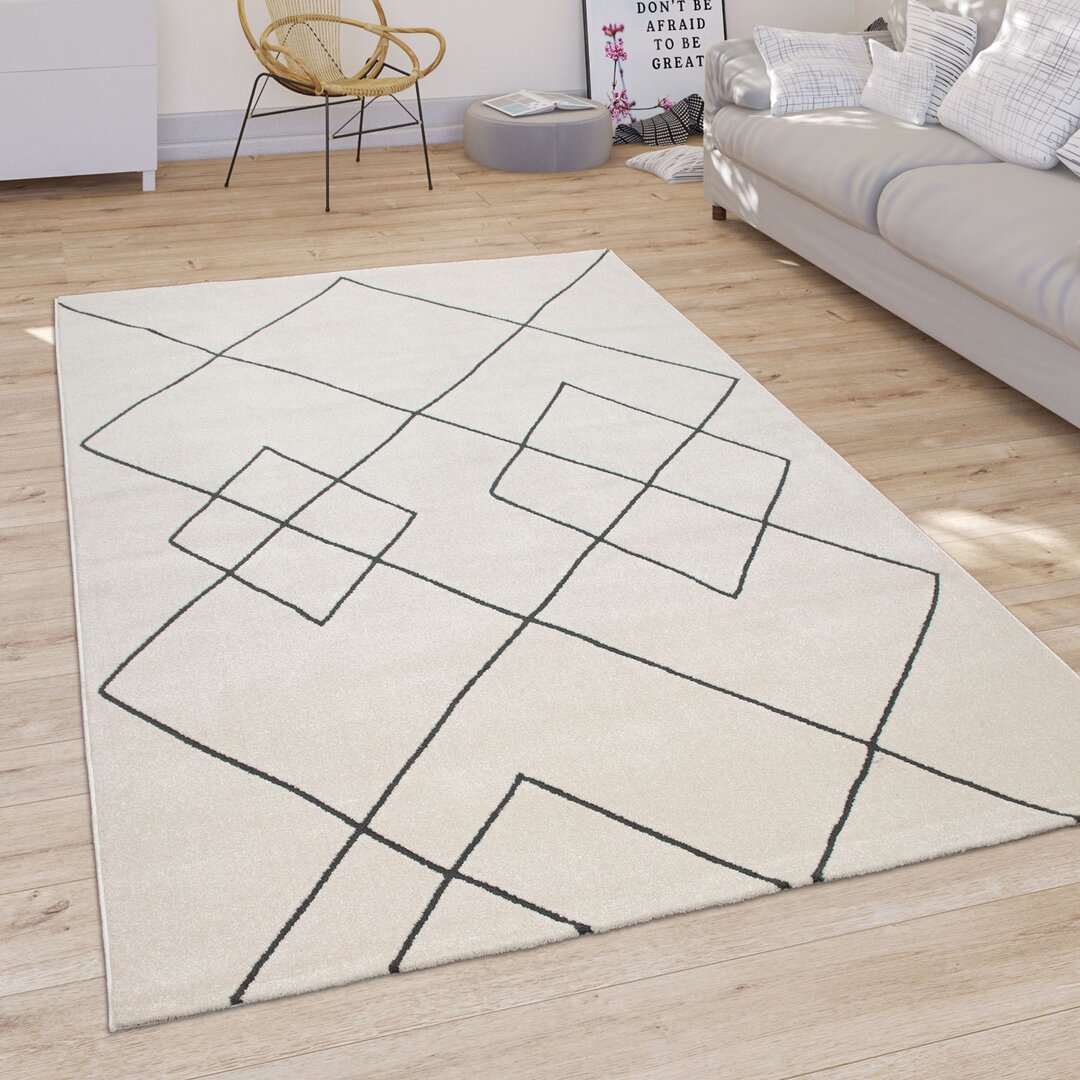 Hinesburg Modern Skandi Lozenge Power Loom White/Black Rug