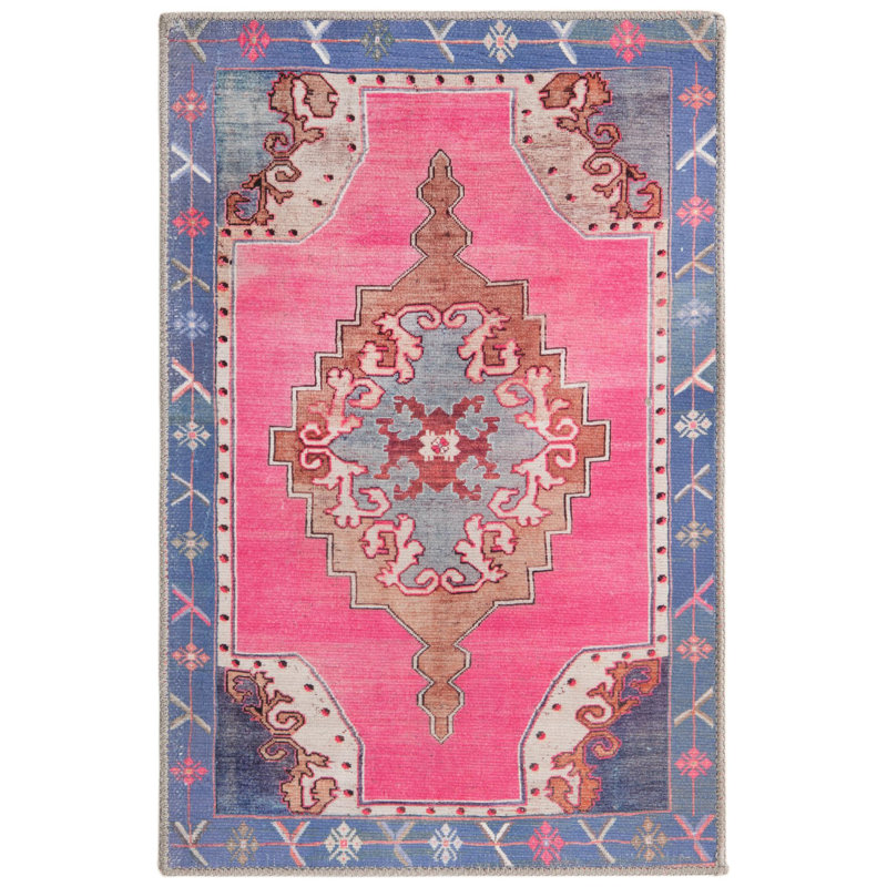 Tapis traditionnel d'Oppie fuchsia / violet, Rectangle de 2 pi x 3 pi