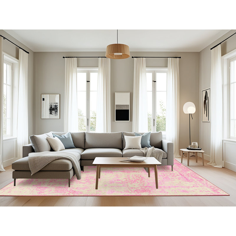 Tapis rose clair / ivoire Petersfield, Rectangle 8 pi x 12 pi