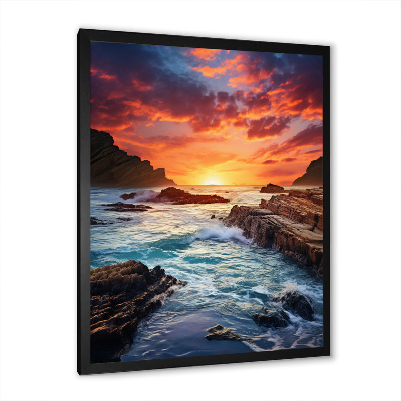 Runolfson Coastal Serenity II, H 20 po x l 12 po x P 1 po, Cadre photo noir