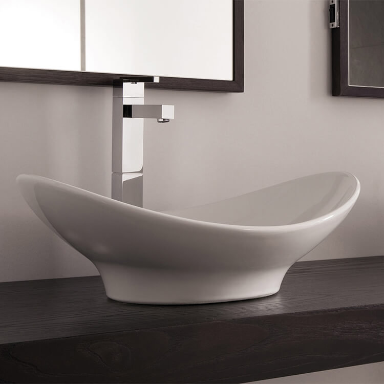 Scarabeo By Nameeks Zefiro 14.2'' White Vitreous China Oval Bathroom Sink