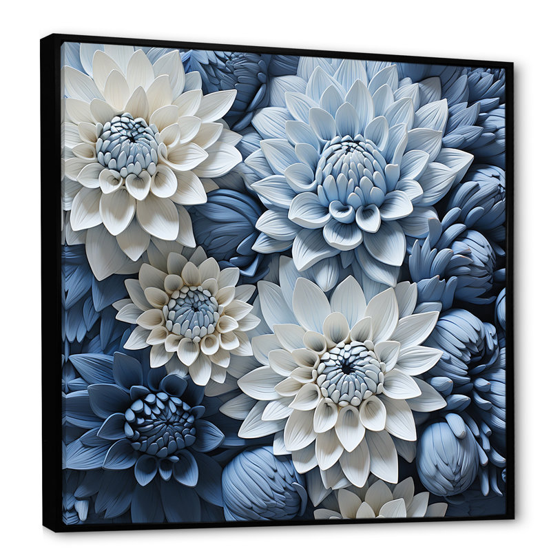 «Graceful Mums», impression sur toile, H 30 po x l 30 po x P 1 po, Cadre flottant noir