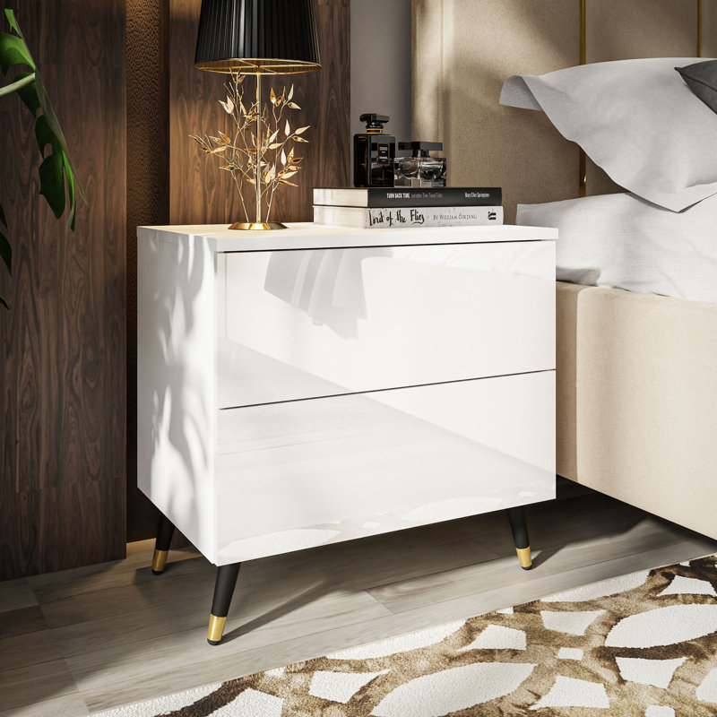 Schofields 55cm W Manufactured Wood Bedside Table, White