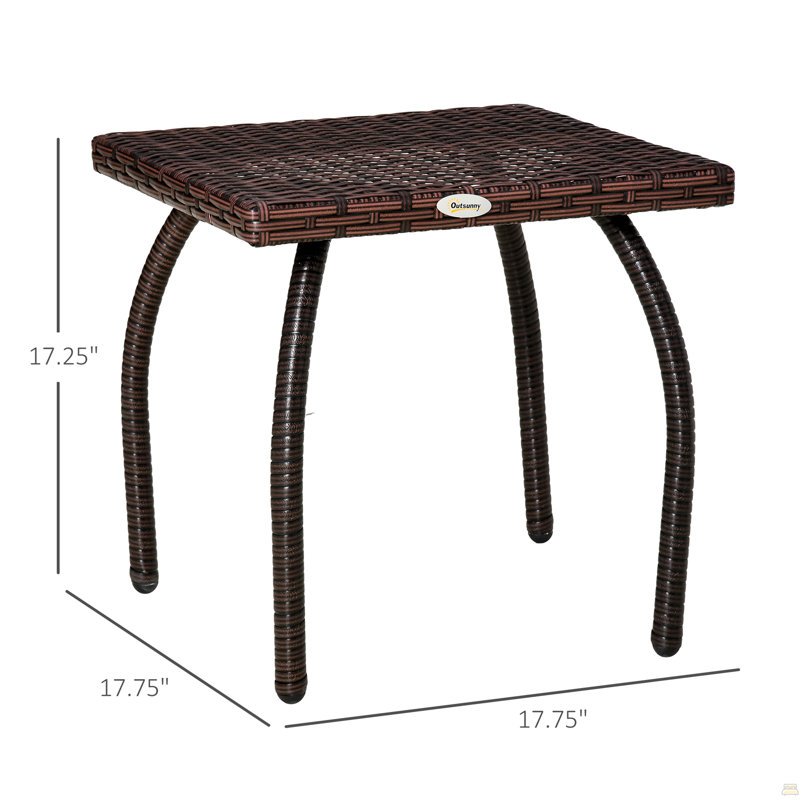 Table d'appoint d'extérieur en osier PE, petite table de bout carrée en rotin