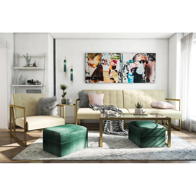 Hayek Velvet Armchair, Ivory
